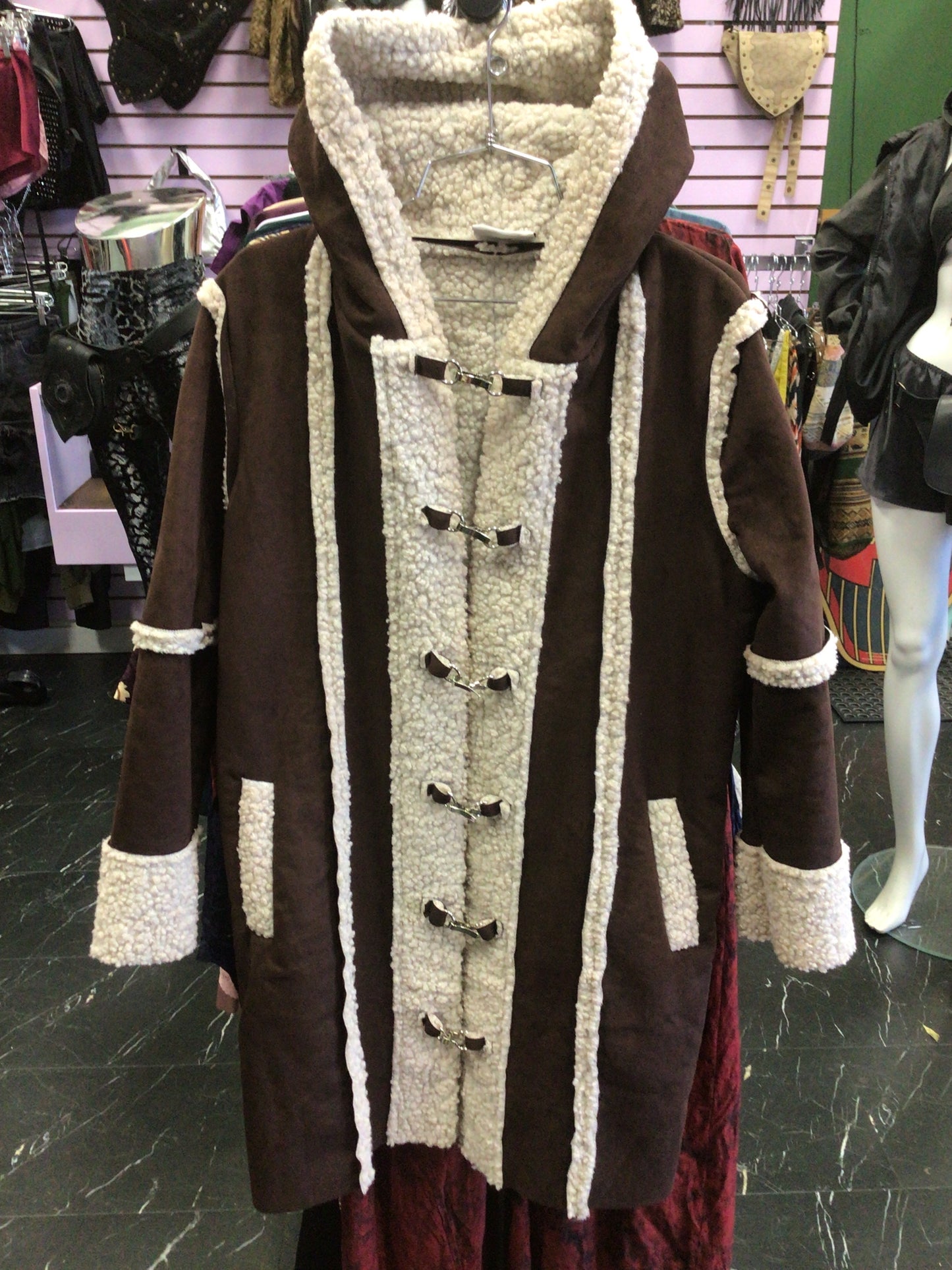 Faux Suede Borg Seam Coat